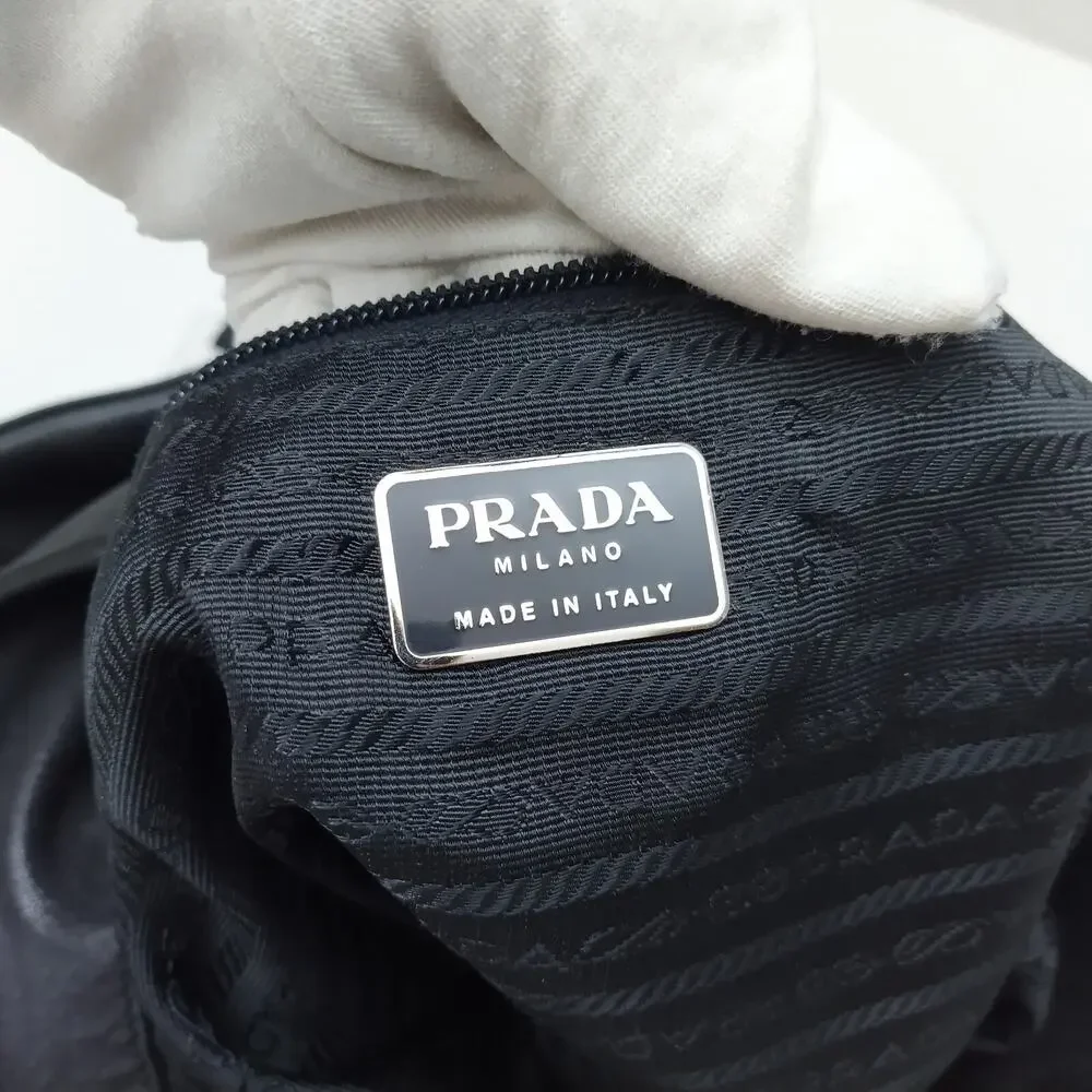 PRADA Black Leather Lucite Plastic Chain Strap Hobo Shoulder Bag